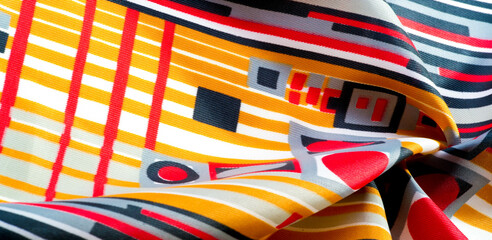 Texture  pattern. silk fabric in geometric abstract forms. Screen printing on silk duck; This...