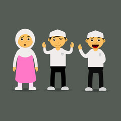 Obraz premium Set of cute Muslim kids. Great for cover books, ramadan posters, ramadan designs, ramadan cards, ramadan post, etc.