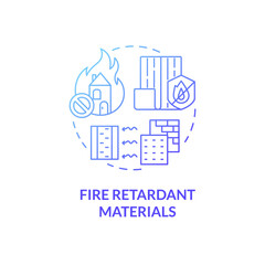 Fire retardant materials blue gradient concept icon. Natural threat. Disaster mitigation abstract idea thin line illustration. Isolated outline drawing. Roboto-Medium, Myriad Pro-Bold fonts used - obrazy, fototapety, plakaty