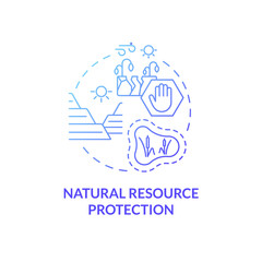 Natural resources protection blue gradient concept icon. Environmental support abstract idea thin line illustration. Isolated outline drawing. Roboto-Medium, Myriad Pro-Bold fonts used