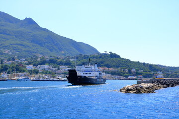 Obraz premium Coastal landscape with marina of Casamicciola Terme, Ischia Island, Italy