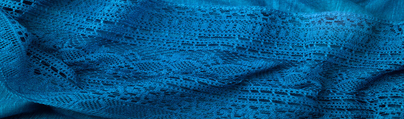 Blue knitted lace triangular scarf, shawl, autumn winter scarf, hood, wedding accessories Project...
