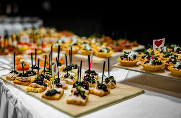 food buffer catering. Different appetizer on table