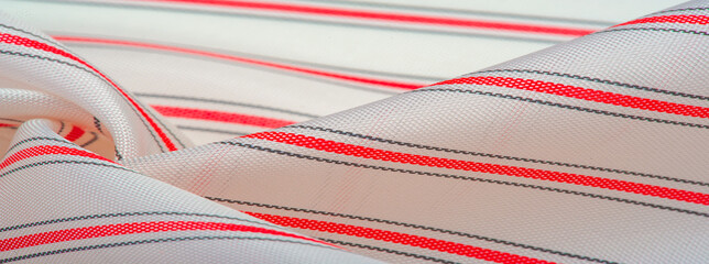 textured pattern, composite textile, dense silk fabric, white with red and gray lines, dash on...