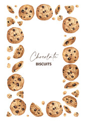 Template of watercolor homemade cookies