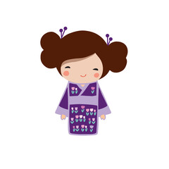 Cute Japanese girl. Vector.