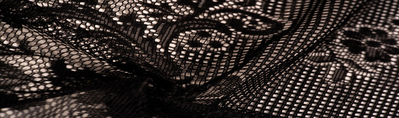 Texture, background, design, shawl from black female lace, croch
