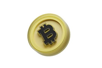 3D Isolated Gold Bitcoin Digital Currency Render on White Background