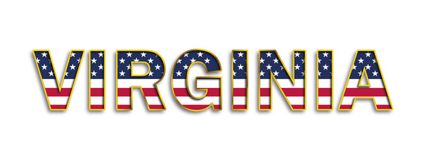 VIRGINIA text whith stars and stripes flag of USA