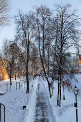 Kremlin in Nizhniy Novgorod, Russia. Winter historical cityscape