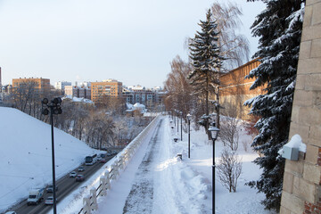 Kremlin in Nizhniy Novgorod, Russia. Winter historical cityscape