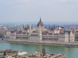 Fototapeta na wymiar Budapest, Hungary, March 2016 - view of the beautiful Hungarian Parliament Building