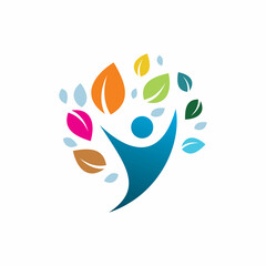 full color people nature leaf lgoo design