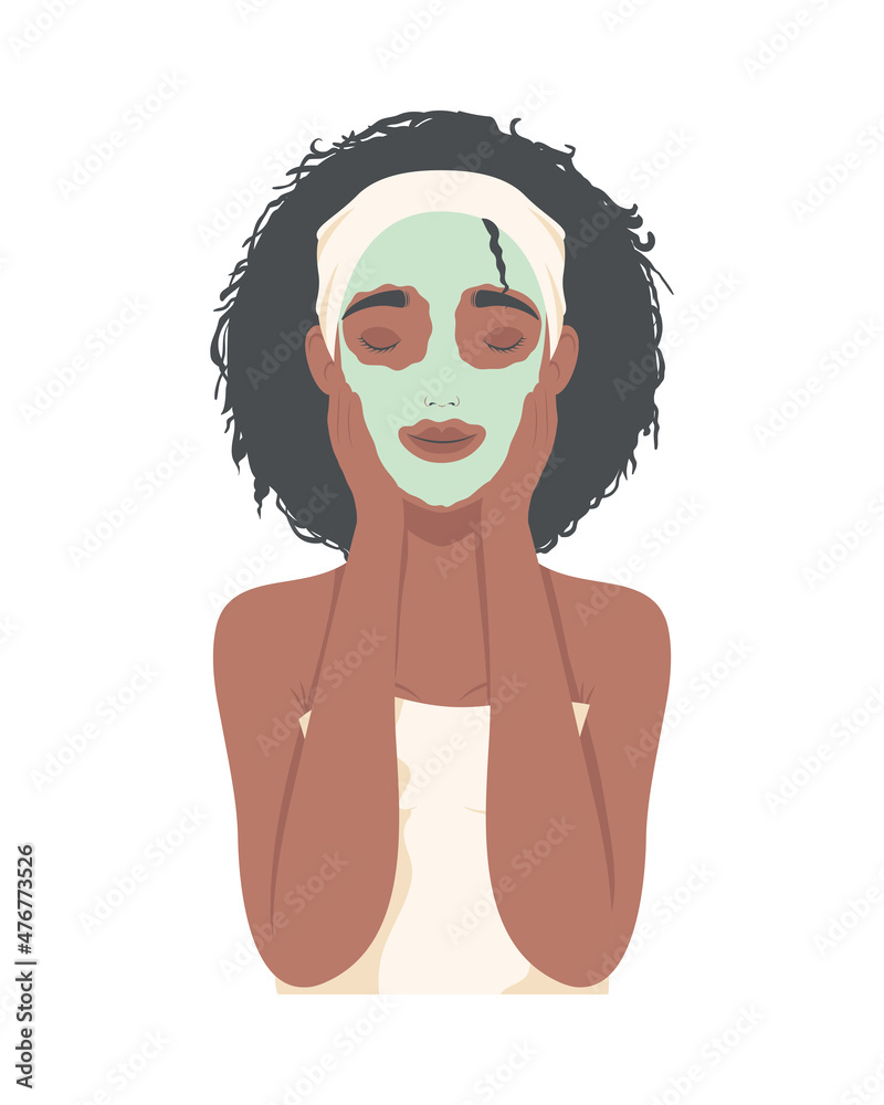 Wall mural afro woman with mask