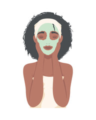 afro woman with mask