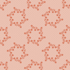 floral wreaths seamless vector pattern in pink