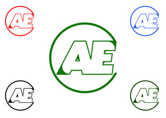 AE letter logo and icon design template