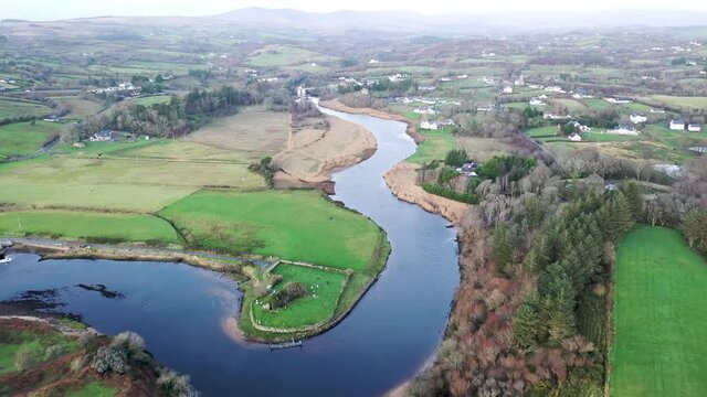Aerial view of the village Inver in County Donegal - Ireland.