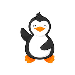 Cute penguin in cartoon style isolated on a white background. Vector illustration for printing. Cute baby background.