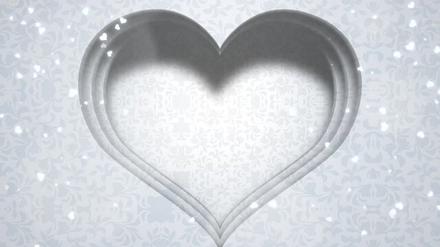 Big silver heart and glitters, motion holidays, romantic and wedding style background