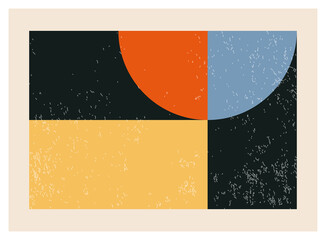 Minimal 20s geometric design poster, vector template with primitive shapes