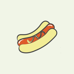 Hotdog. Vector isolated flat illustration fast food for poster, menus, brochure, web and icon fastfood. Vector illustration