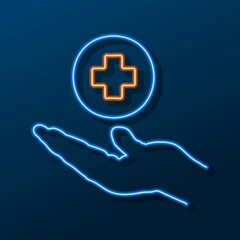 Obraz premium glove neon sign, modern glowing banner design, colorful modern design trend. Vector illustration.