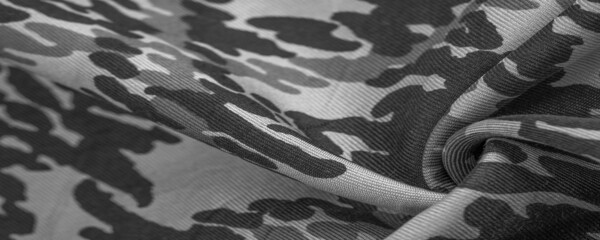 black and white silk fabric, abstraction, copyright print, military camouflage fleece fabric,...