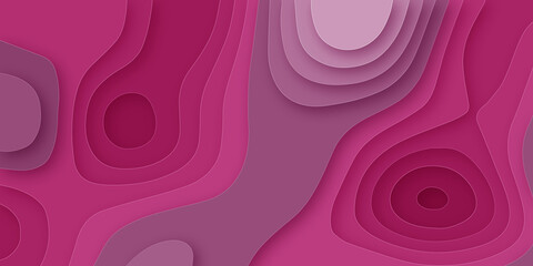 Bright pink multi layers abstract background with waves. geometric shape green gradient abstract papercut background vector