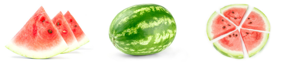 Set of Fresh watermelon over a white background