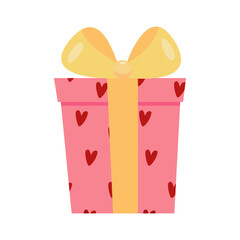 valentine's day gift box, gifts, presents cute and simple vector illustration, pink, orange and red colors. for greeting cards, posters, banners, stickers