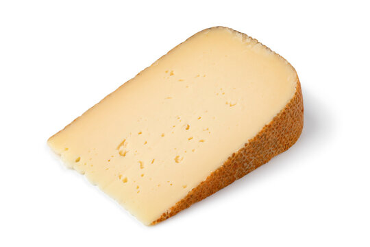 Single piece of French sheep cheese isolated on white background