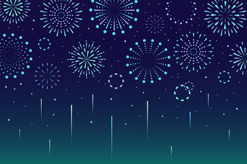 Background with geometric fireworks in the night sky