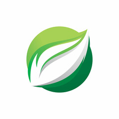 green nature circle leaf logo design