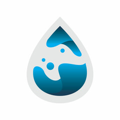 blue water drop fluid logo design