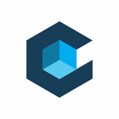 blue cube hexagon logo design