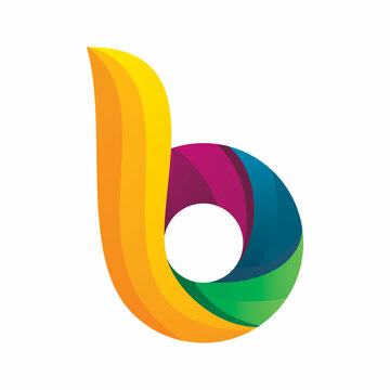 full color initial b letter logo design