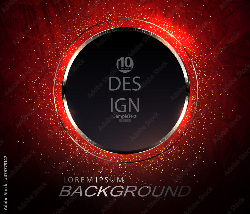 Canvas Prints dark red textured illustration, round frame with a border and shiny mosaic