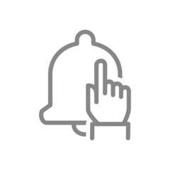 Obraz premium Notification bell and hand click line icon. Message bell, inbox message symbol