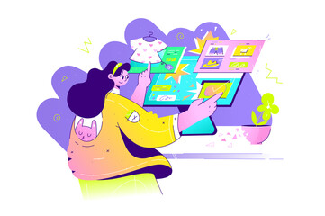 Woman select which clothes to order on site