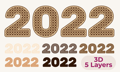 2022 New Year Layered 3D SVG Cut File 