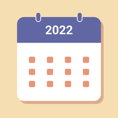 vector of 2022 calendar icon. calendar icon with simple design. orange and purple 2022 color trend as main color.