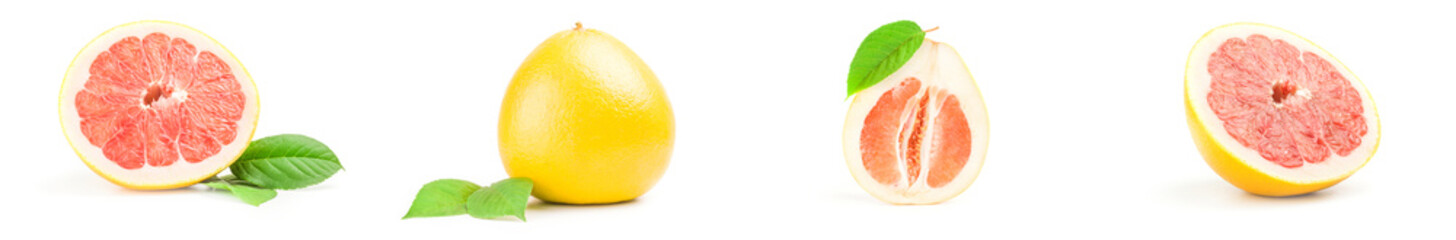 Group of citrus fruit close-up isolated on white background