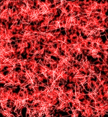 Multiple red thunderbolts. Texture of lightning discharges on a black background