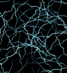 Multiple thunderbolts. Texture of lightning discharges on a black background