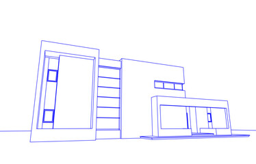 Architectural drawing of modern house vector 3d illustration
