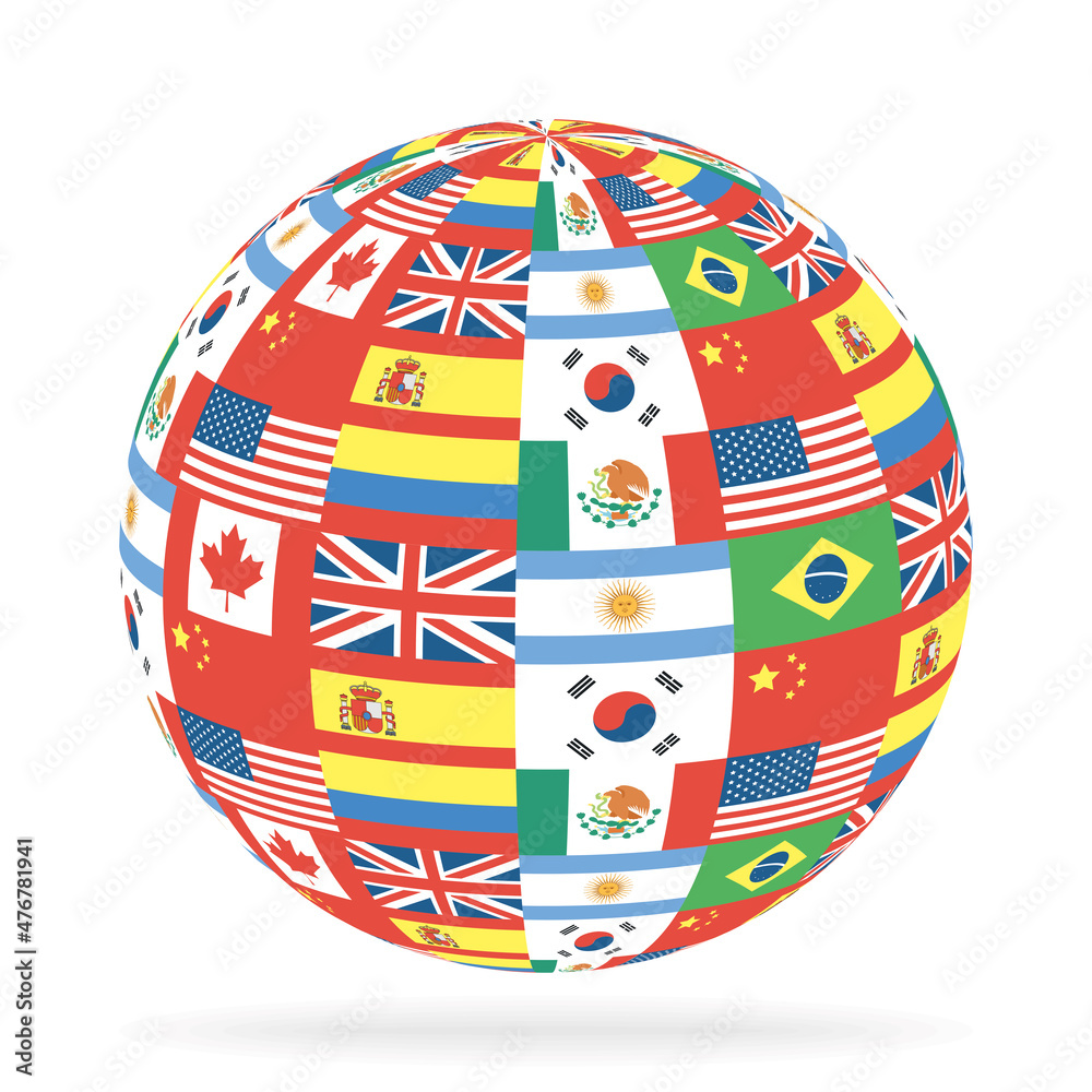 Poster international flags in sphere