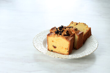 sliced fruit bread isolated on white background