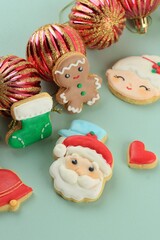  tasty Christmas cookie on light background