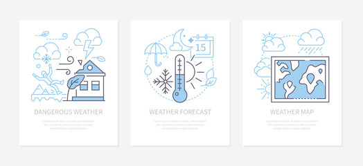 Fototapeta na wymiar Weather forecast - modern line design style banners set